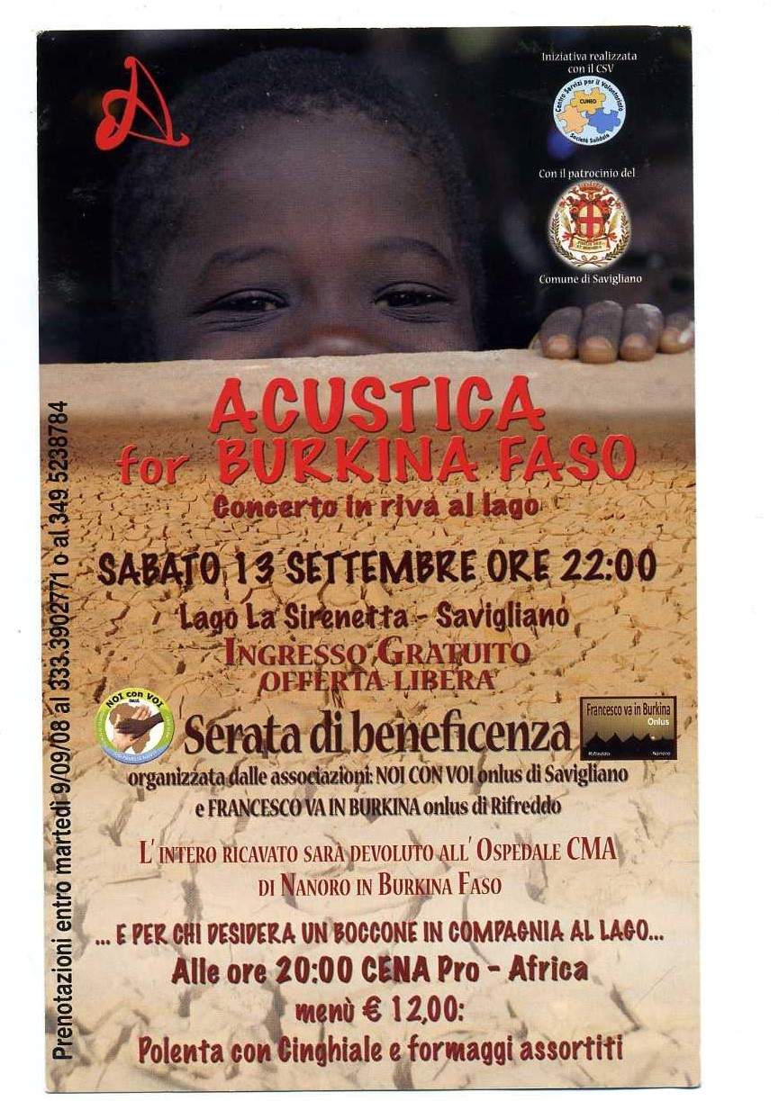 13 settembre 2008: Acustica for Burkina Faso