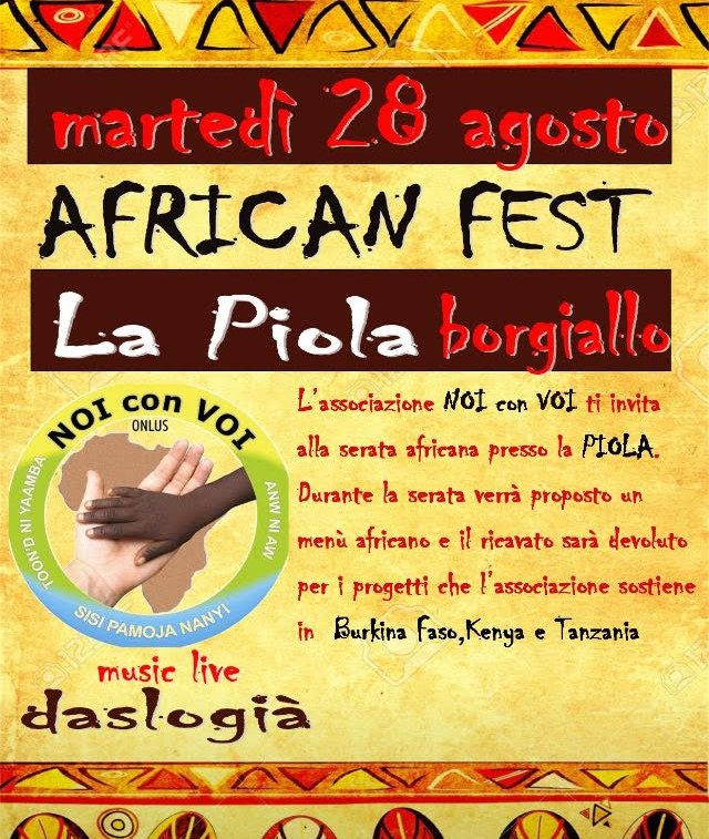28 agosto 2018: Cena African Fest